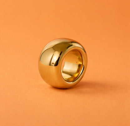 Doughnut Ring: Donut Band Gold Plated, Minimalist Statement Jewelry