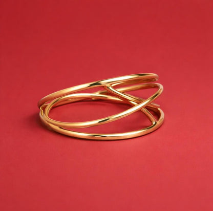 Cuff Bracelet For Women: Crisscross Wristlet, Adjustable Statement Jewelry, Gold Plated or Silver AG 950