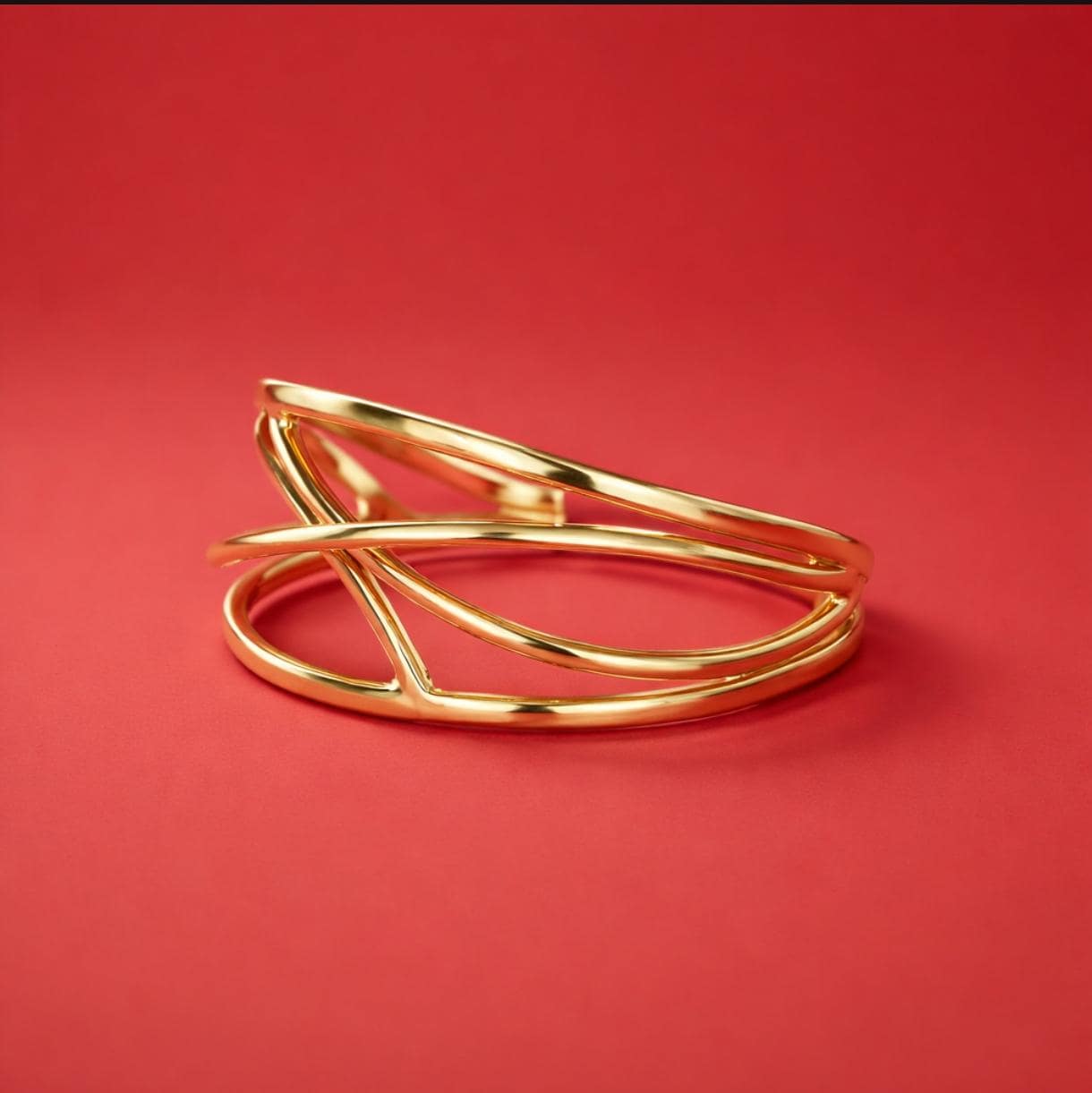 Cuff Bracelet For Women: Crisscross Wristlet, Adjustable Statement Jewelry, Gold Plated or Silver AG 950