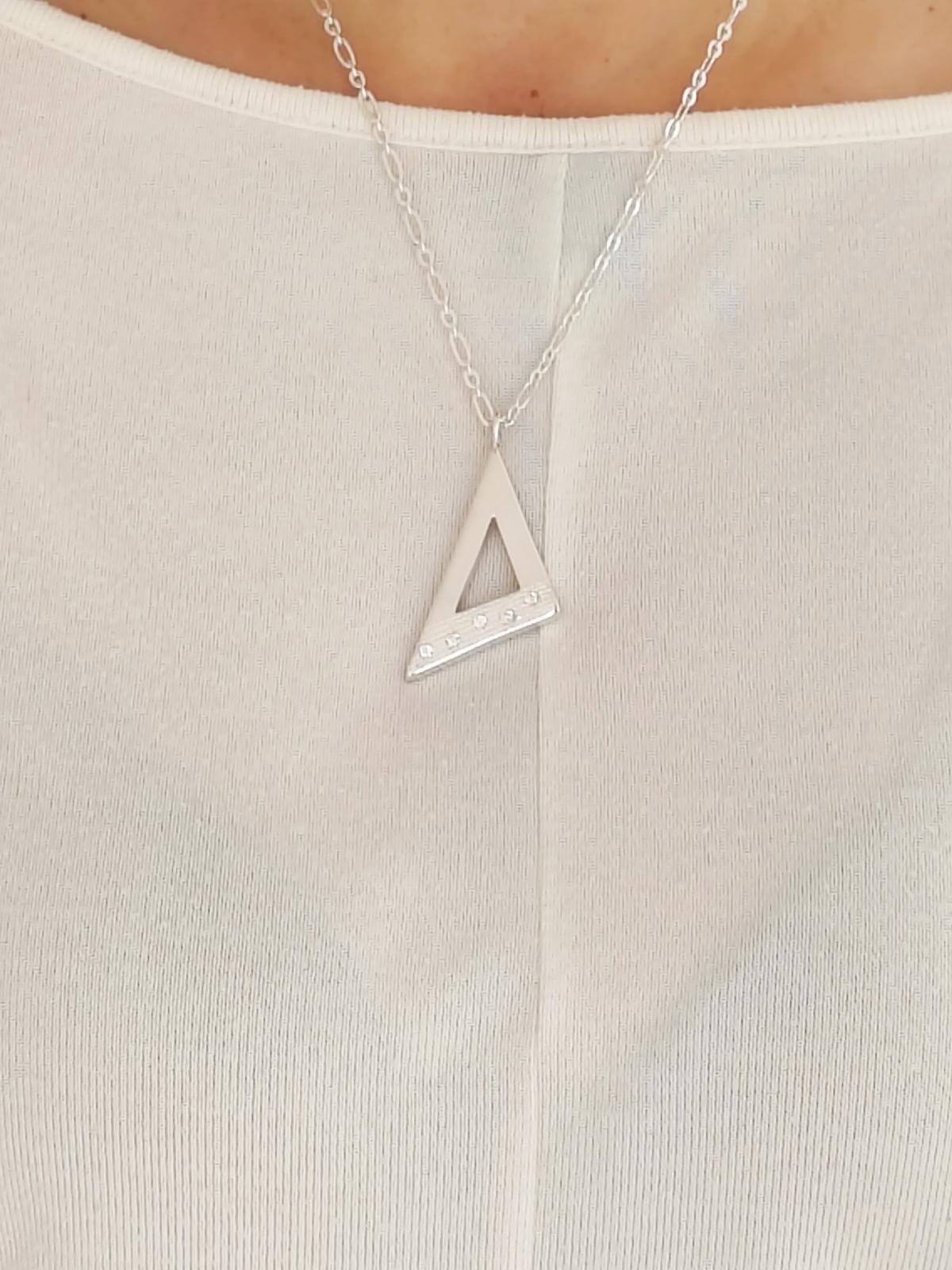 Pendant Necklace With Chain: Triangle Design, Solid Silver, Statement Jewelry