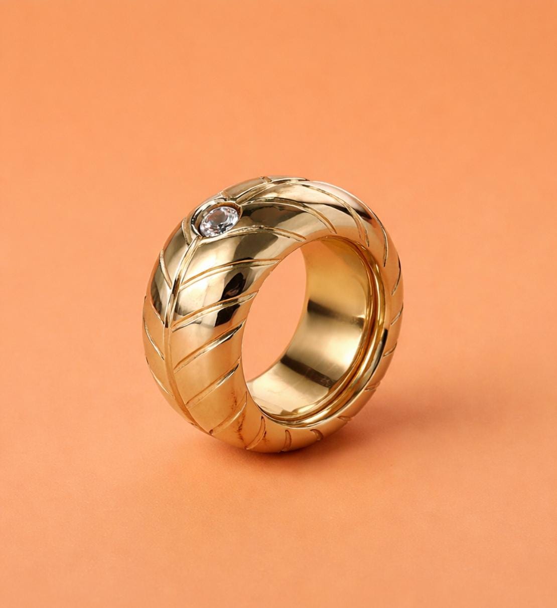 Wedding band: Chunky Tire Ring, Gold Plated, Minimalist Statement Jewelry