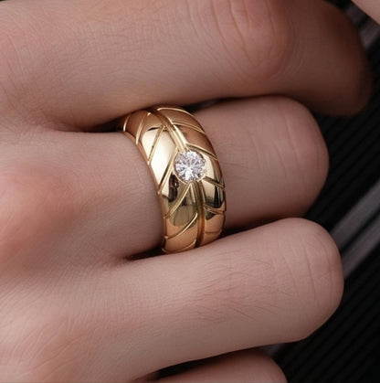 Wedding band: Chunky Tire Ring, Gold Plated, Minimalist Statement Jewelry