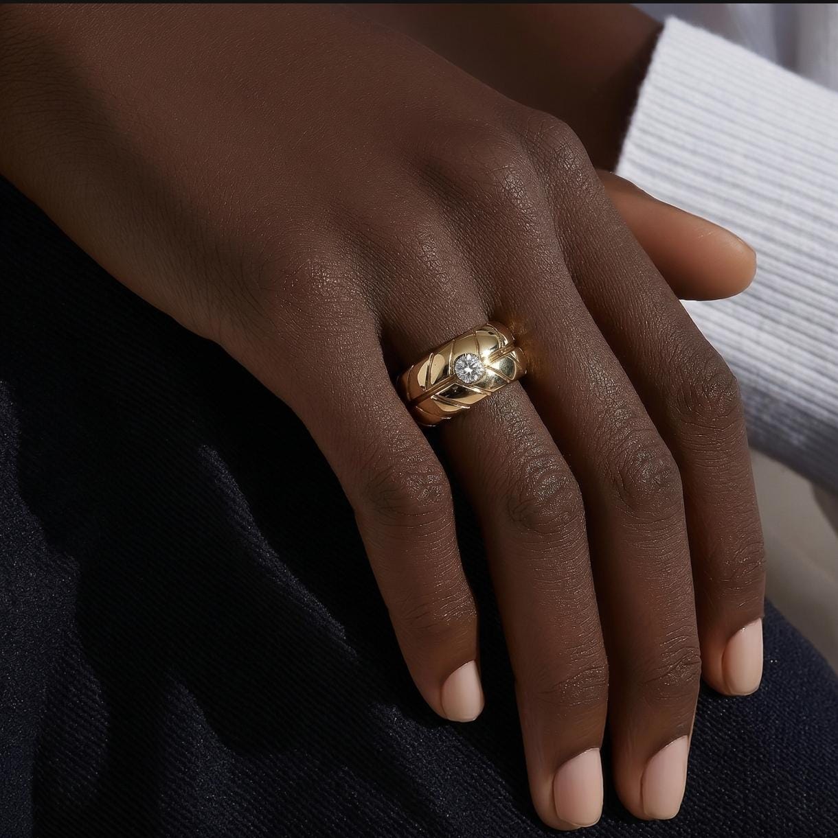 Wedding band: Chunky Tire Ring, Gold Plated, Minimalist Statement Jewelry