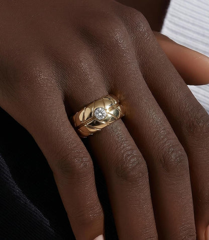 Wedding band: Chunky Tire Ring, Gold Plated, Minimalist Statement Jewelry