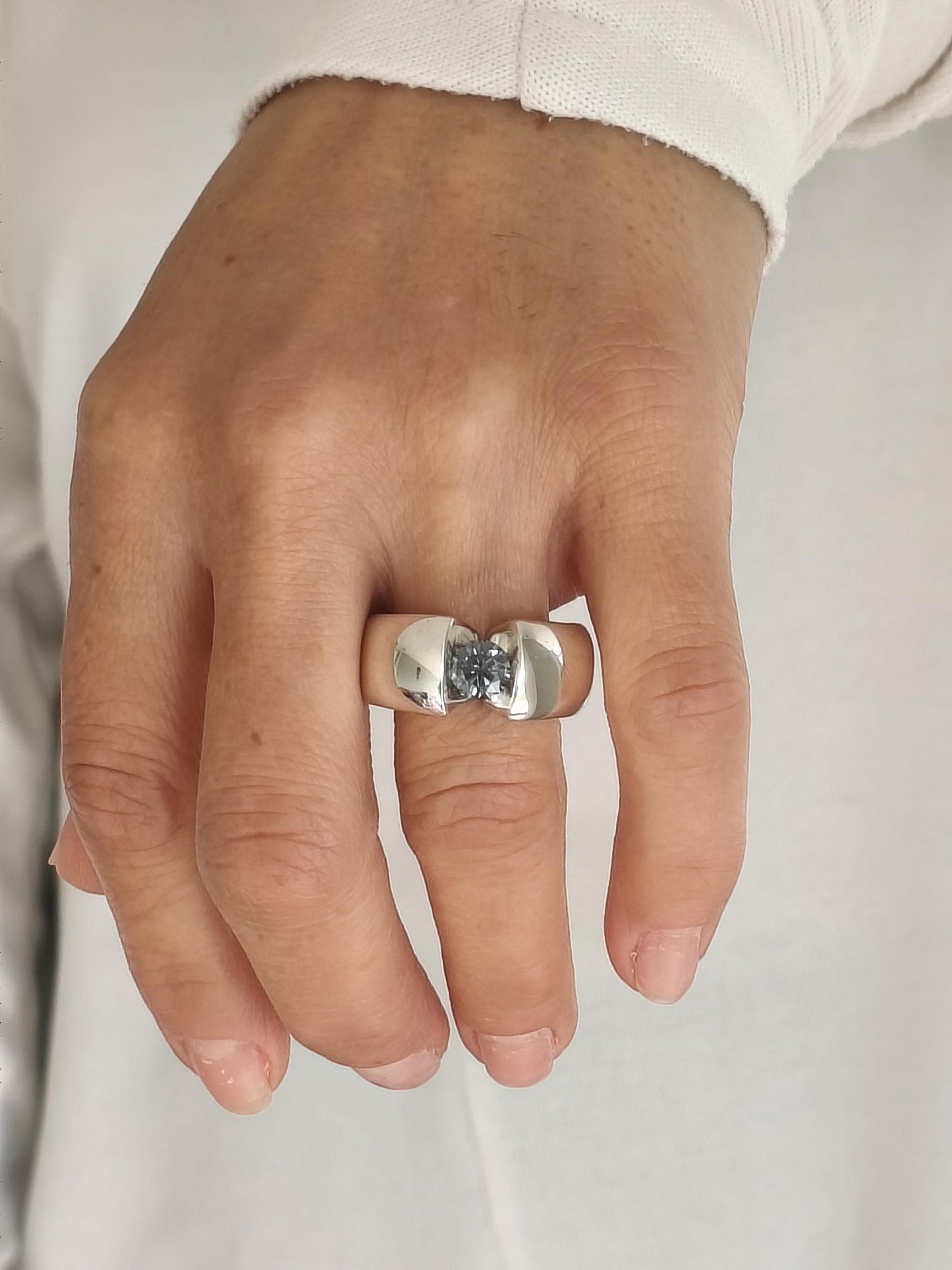 Proposal Ring Gray Moissanite: Statement Ring for Women, Moissanite Solitaire, Tension Setting Engagement jewelry
