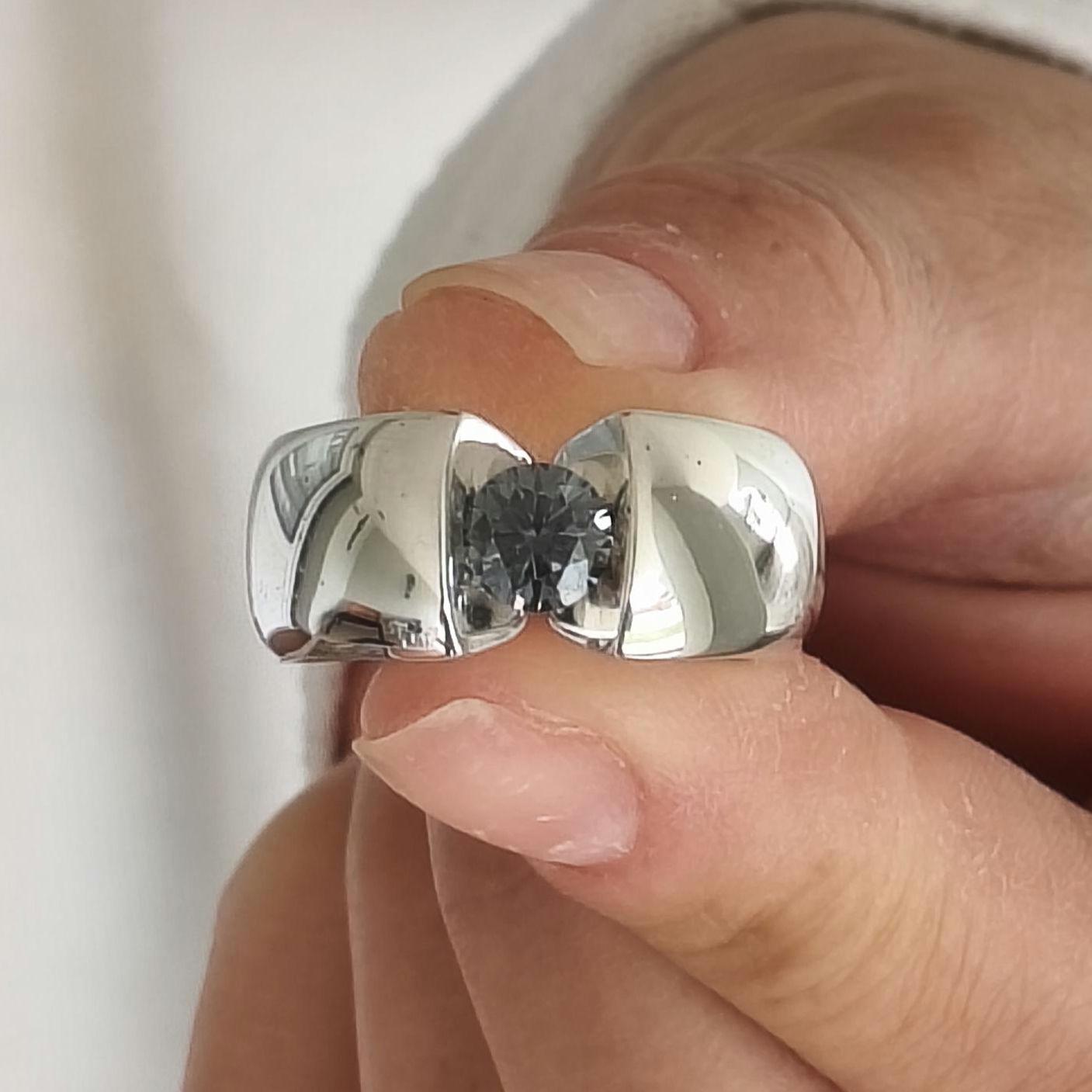 Proposal Ring Gray Moissanite: Statement Ring for Women, Moissanite Solitaire, Tension Setting Engagement jewelry