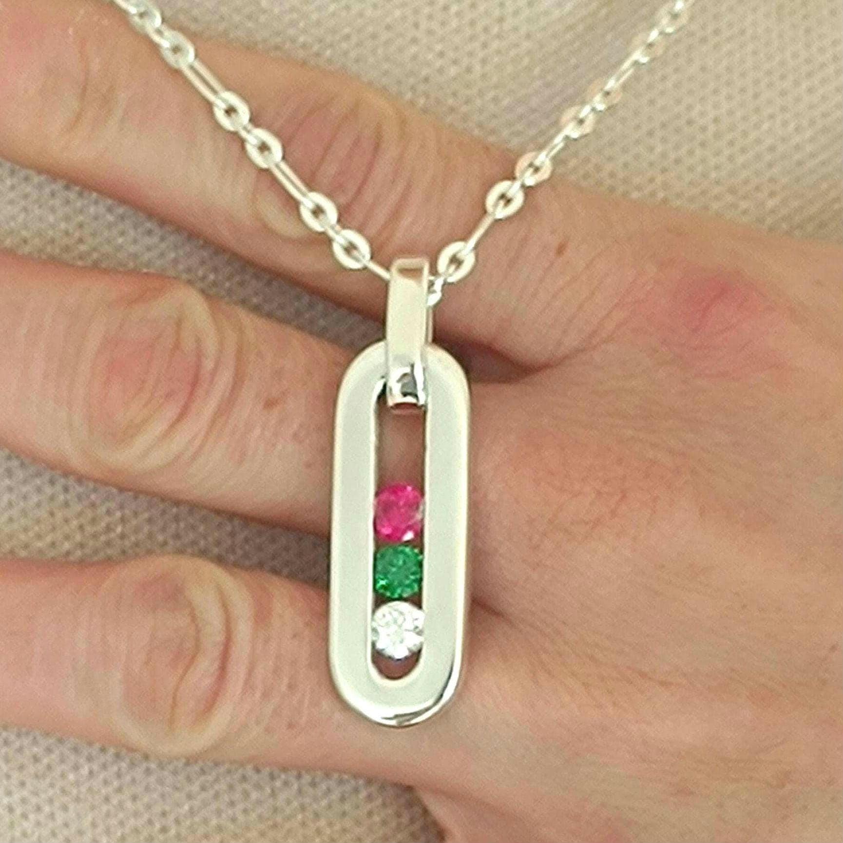 Multi Gemstone Pendant Necklace: Sterling Silver 925 Chain, Personalized Birthstone Necklace