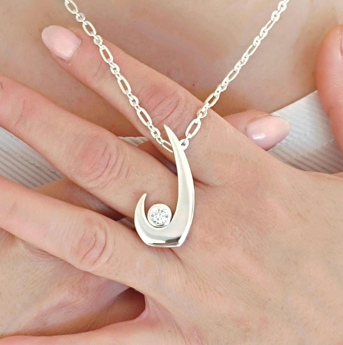 Silver neclace with moissanite and Sterling Silver 925 chain