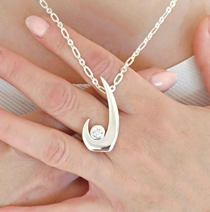 Silver neclace with moissanite and Sterling Silver 925 chain