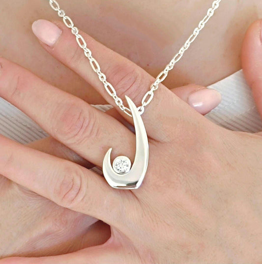 Silver neclace with moissanite and Sterling Silver 925 chain