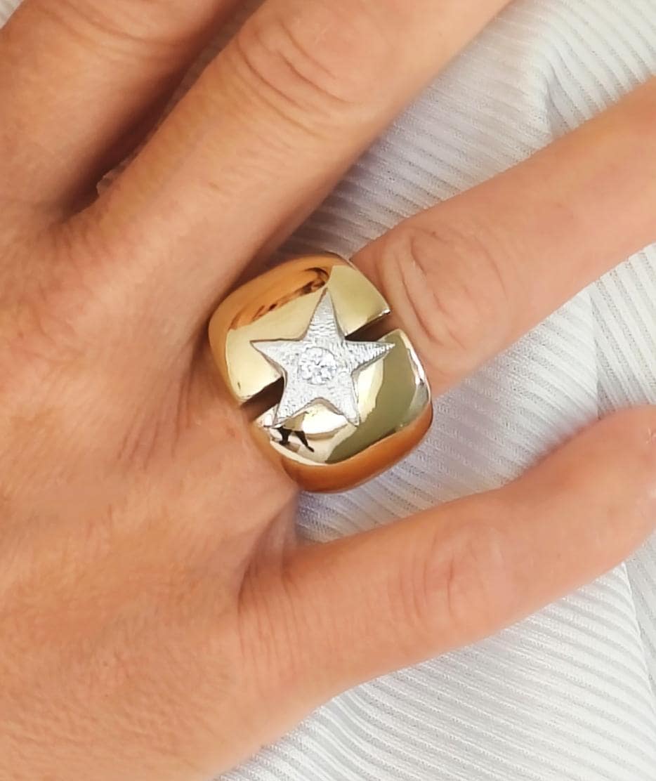 Star ring: Statement Ring, Modern Minimalist Wide Band Jewelry, Stardust