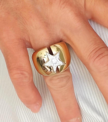 Star ring: Statement Ring, Modern Minimalist Wide Band Jewelry, Stardust