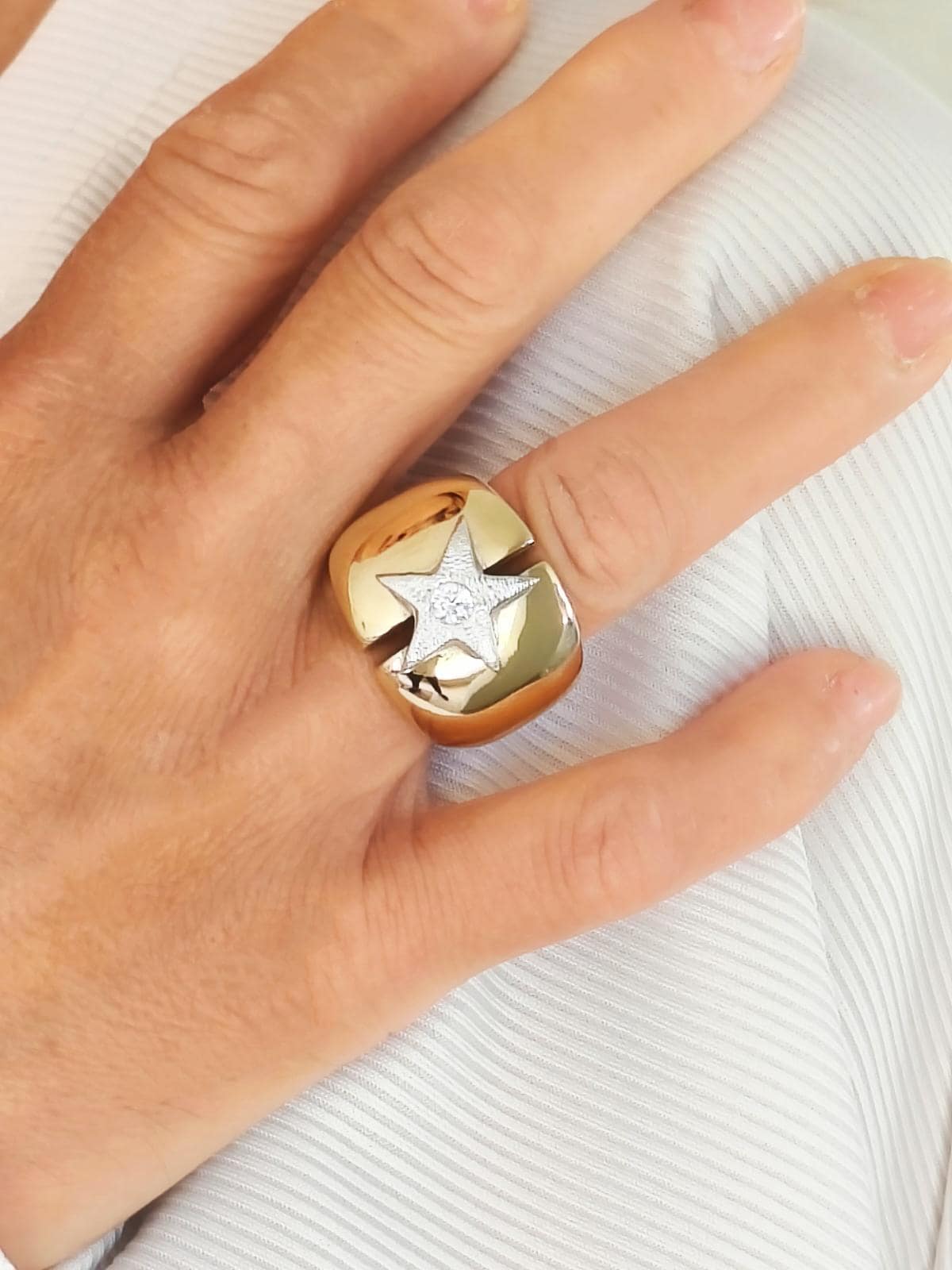 Star ring: Statement Ring, Modern Minimalist Wide Band Jewelry, Stardust