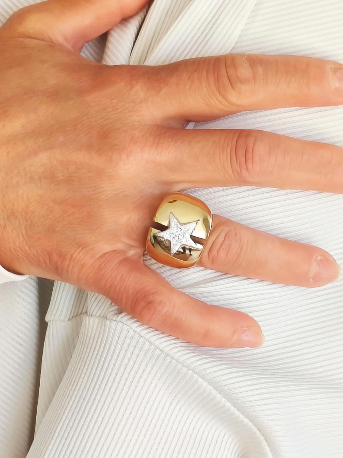 Star ring: Statement Ring, Modern Minimalist Wide Band Jewelry, Stardust