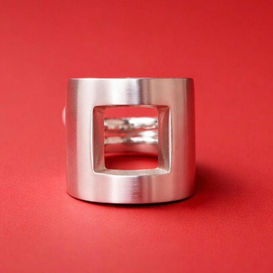 Statement Ring For Women: Square Shaped Design in Silver or Gold Plated
