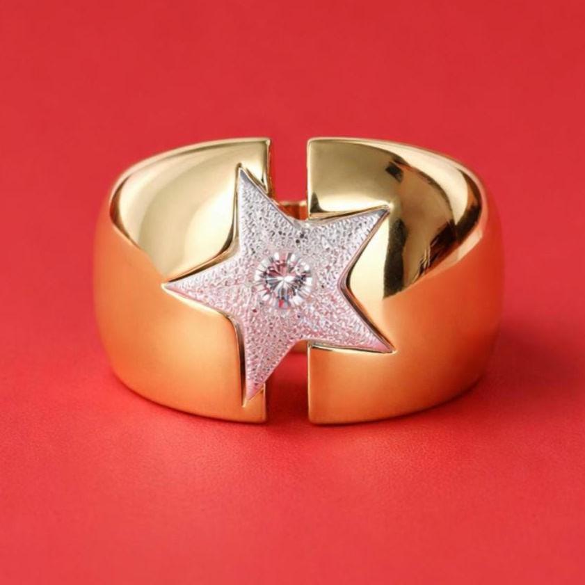 Star ring: Statement Ring, Modern Minimalist Wide Band Jewelry, Stardust
