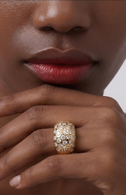 Large statement ring: Multiple gemstones Band, Wide Rings for Women, Heavy Jewelry