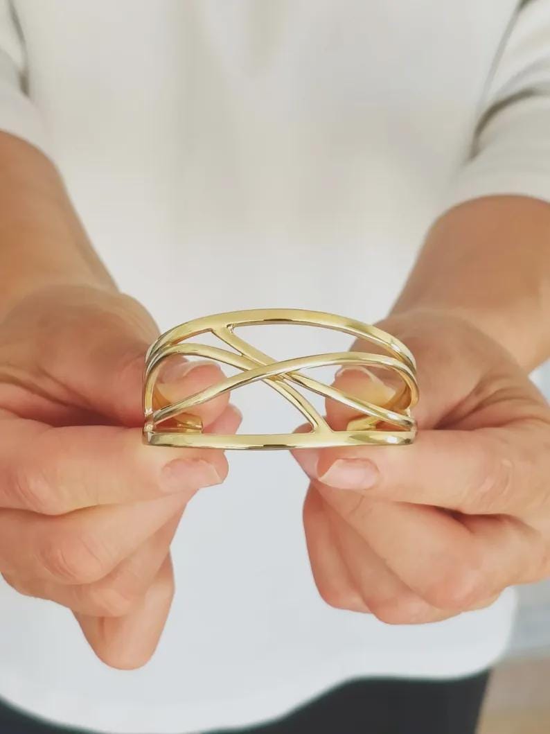 Cuff Bracelet For Women – Modern Open Bangle, Minimalist Statement Jewelry, Asymmetric Wristlet