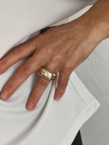 Wedding band: Chunky Tire Ring, Gold Plated, Minimalist Statement Jewelry