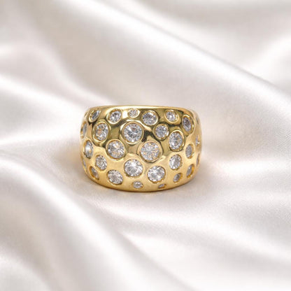 Multiple Gemstone Ring: Wide Dome Ring, Statement jewelry Elisa Kuno Design