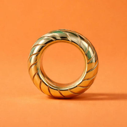 Wedding band: Chunky Tire Ring, Gold Plated, Minimalist Statement Jewelry