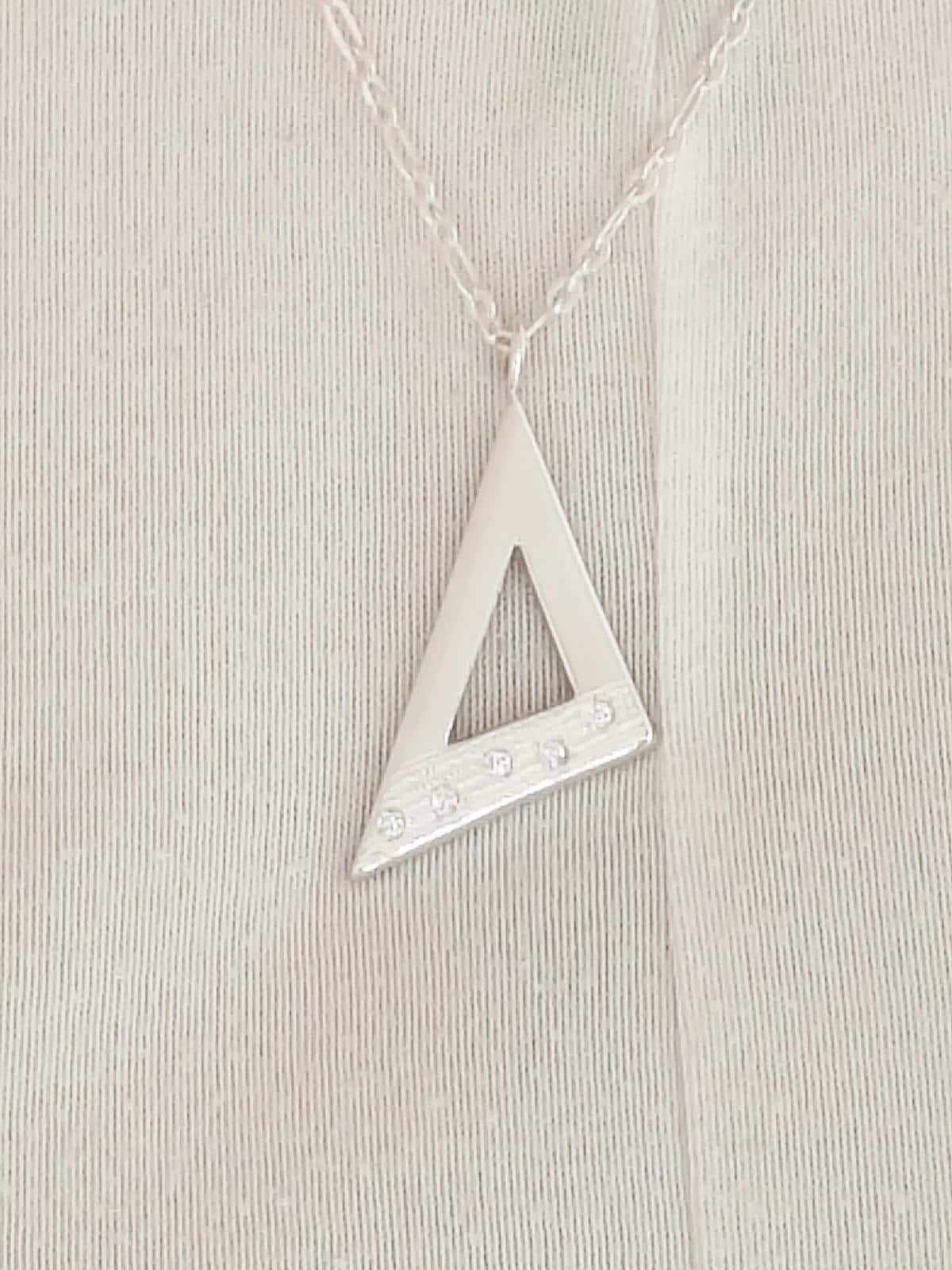 Pendant Necklace With Chain: Triangle Design, Solid Silver, Statement Jewelry