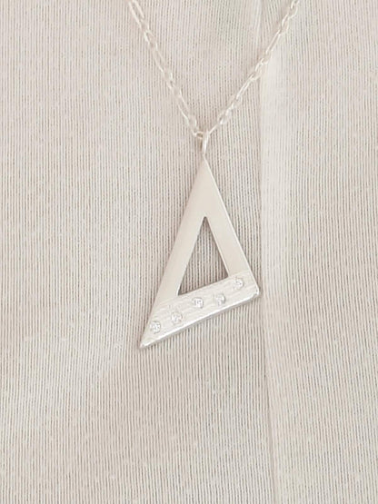 Pendant Necklace With Chain: Triangle Design, Solid Silver, Statement Jewelry