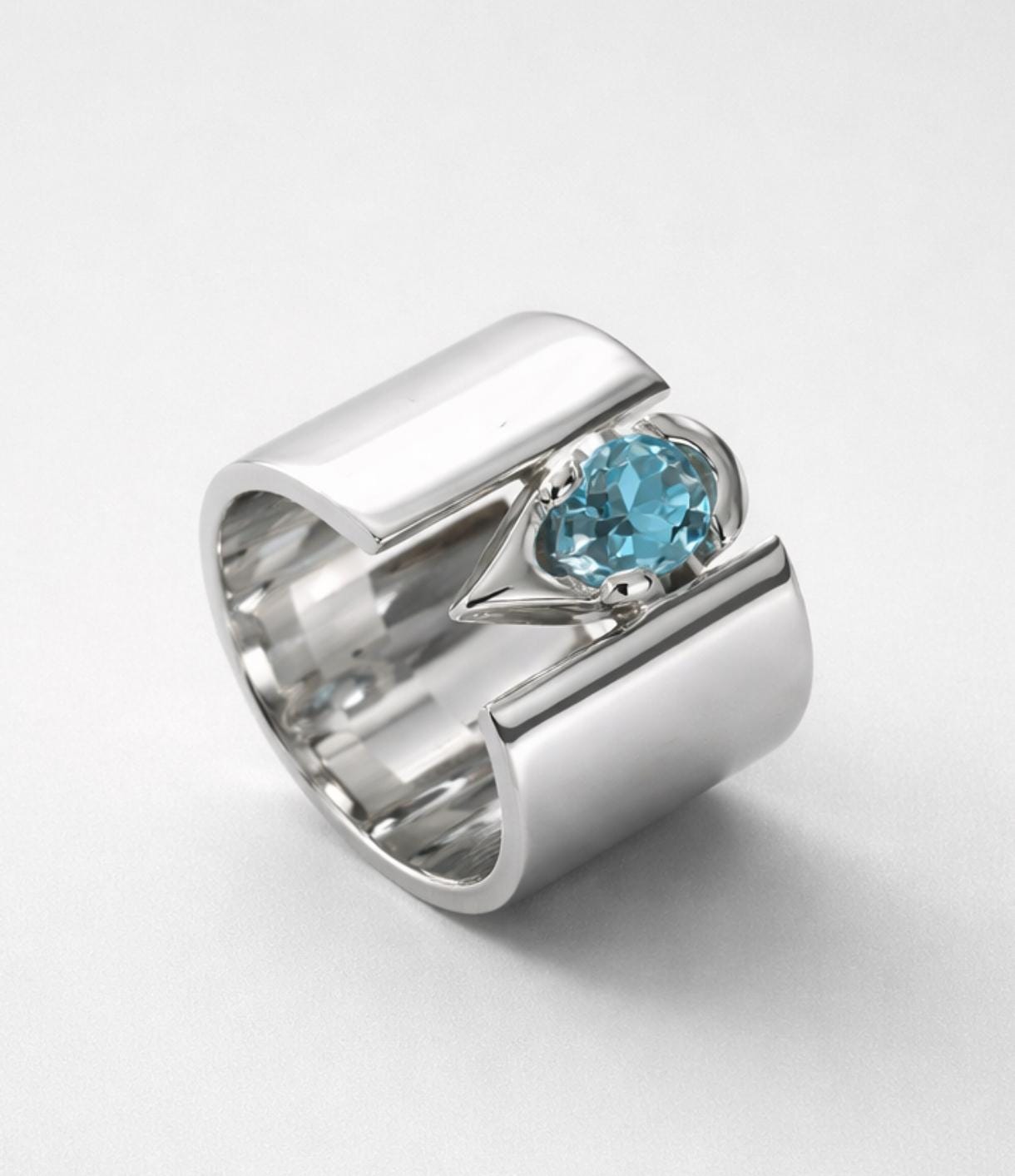 Topaz Statement Ring: Pear Shaped Gemstone, Wide Wedding Band