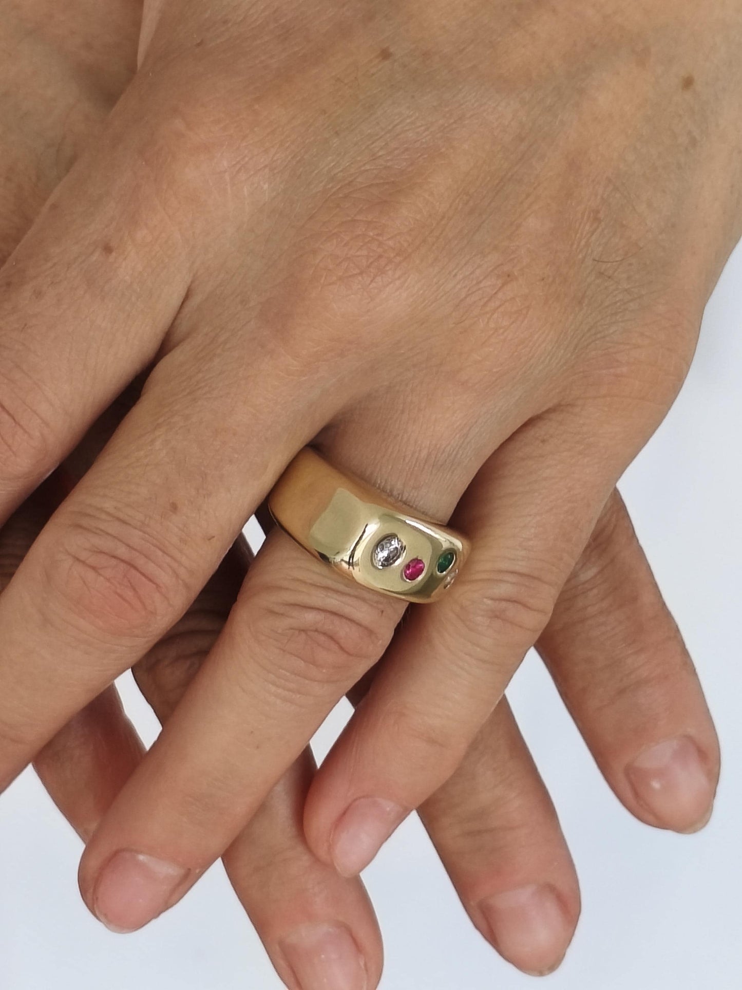 Gemstone Ring Gold Tone: Conical Design, Multiple Color Stones, Personalized Birthstones