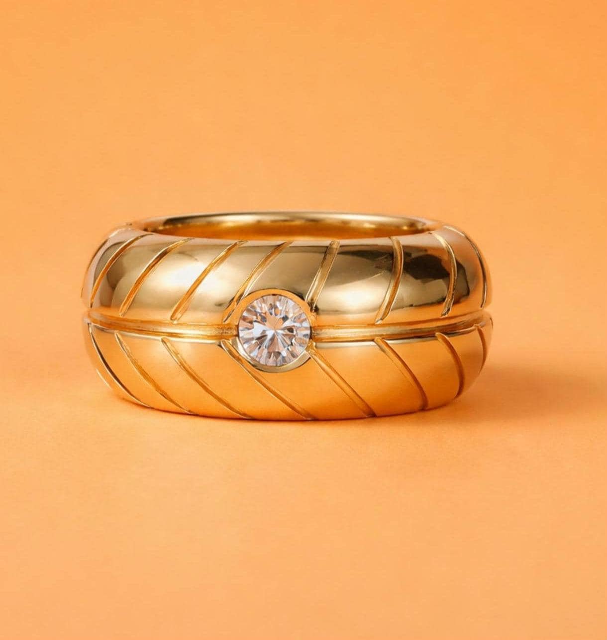 Wedding band: Chunky Tire Ring, Gold Plated, Minimalist Statement Jewelry