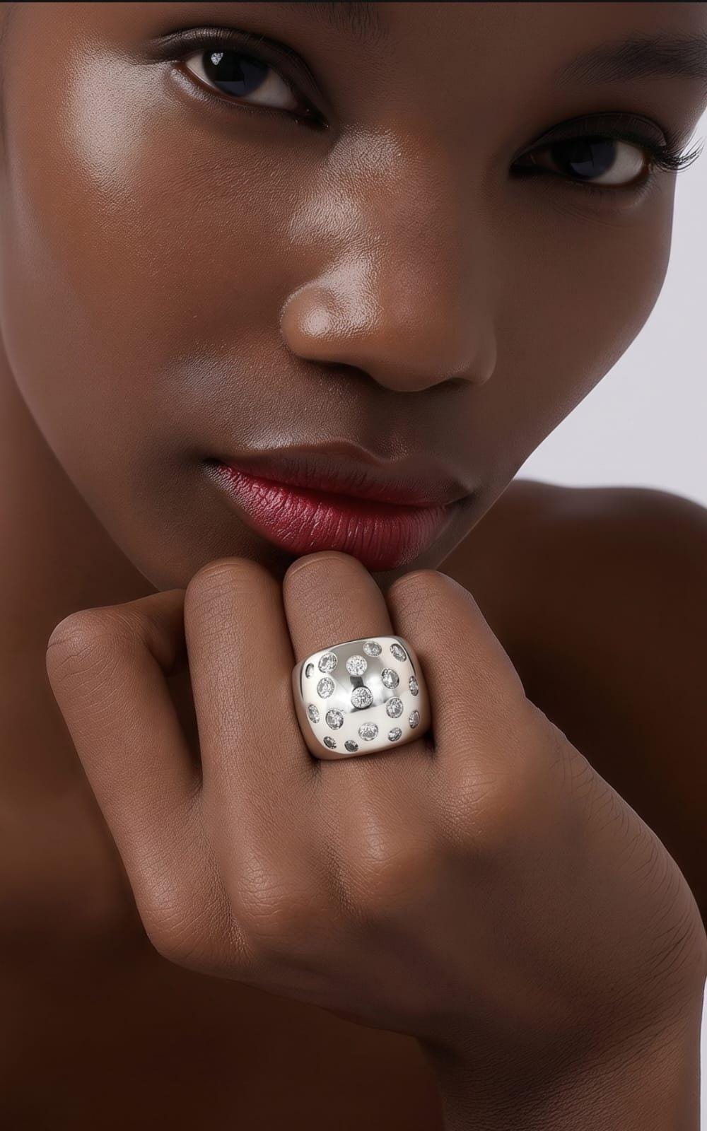 Wide Silver Statement Ring, Multiple Gemstone Band, Silver or Gold Plated
