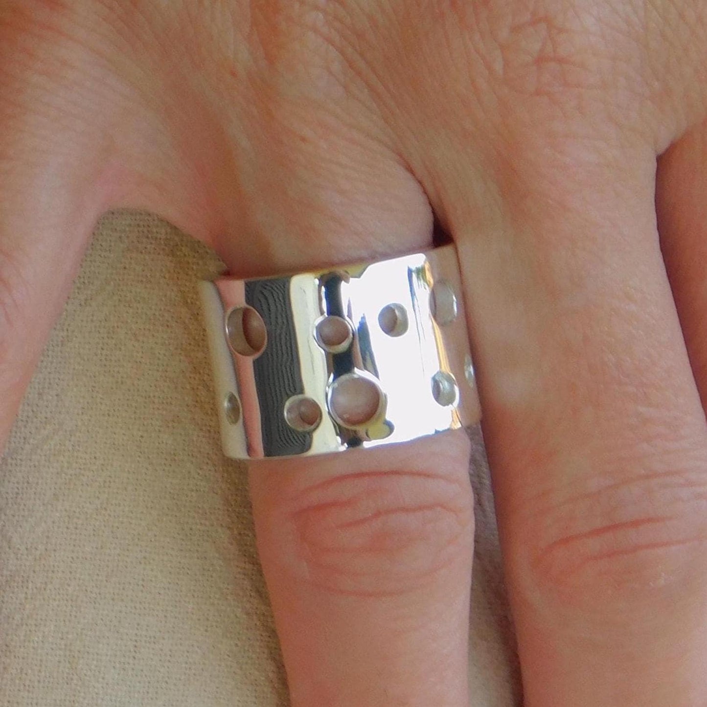 Band Ring Silver: Wide Statement Ring, Modern Jewelry