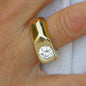 Statement Ring: 2 CT Moissanite, Origami Design, Asymmetrical Square Band