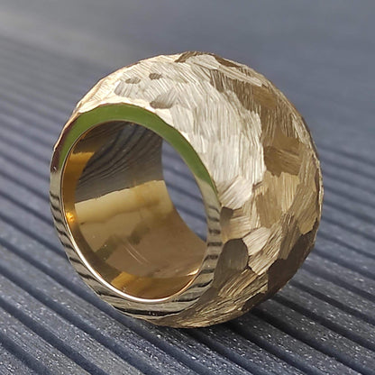 Brutalist Wedding Band: Hammered Ring, Heavy and Thick