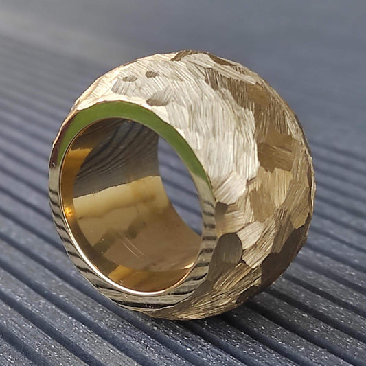 Brutalist Wedding Band: Hammered Ring, Heavy and Thick