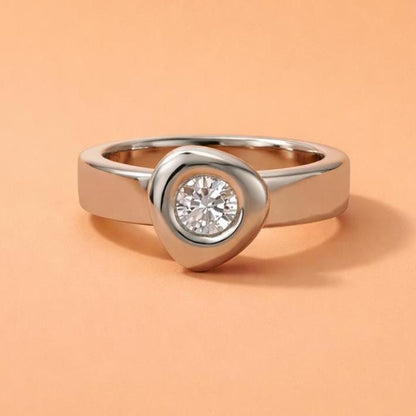 Moissanite Engagement Ring: Palladium coated AG950 Sterling Silver Solitaire