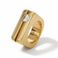 Statement Ring With Moissanite: Double Band Engagement Solitaire