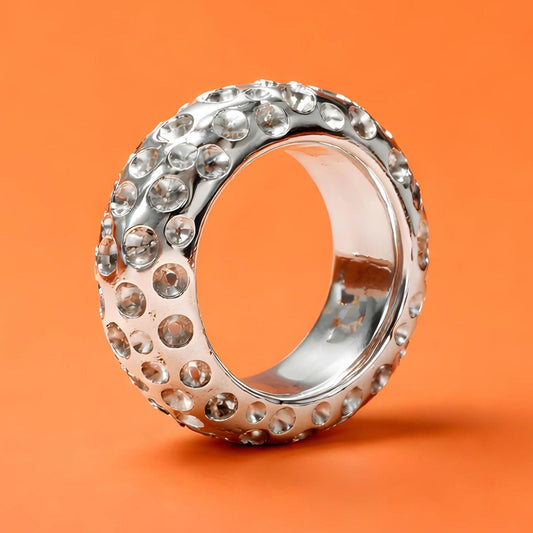 Thick Band Ring AG950 Silver : Chunky Statement Wedding Band
