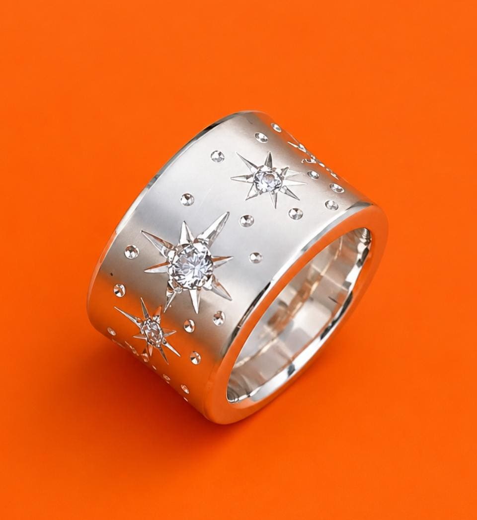 Stardust Band Ring: Chunky Silver AG950 Wedding Band