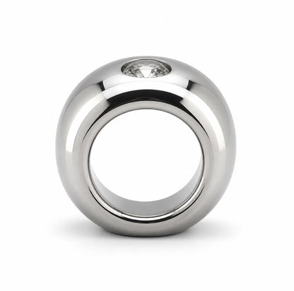 Thick Band Moissanite Ring: Dome Statement Ring, Stainless Steel