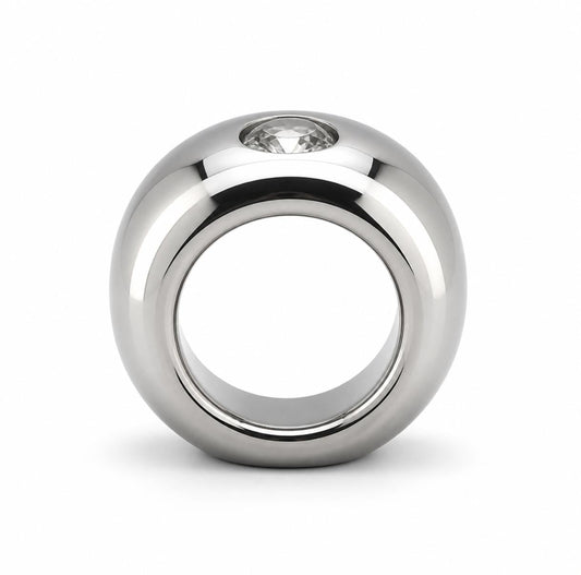 Thick Band Moissanite Ring: Dome Statement Ring, Stainless Steel
