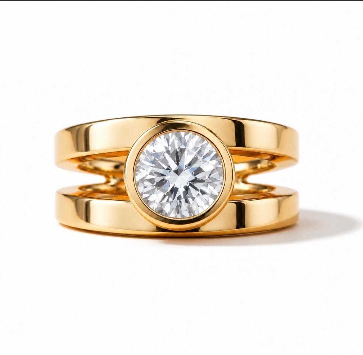 Promise Ring Silver: Big Moissanite, AG950 Silver Bezel Solitaire