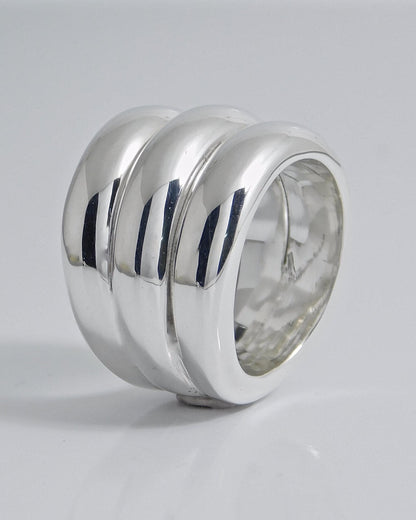 Triple Dome Band Ring: Chunky Silver Statement Ring