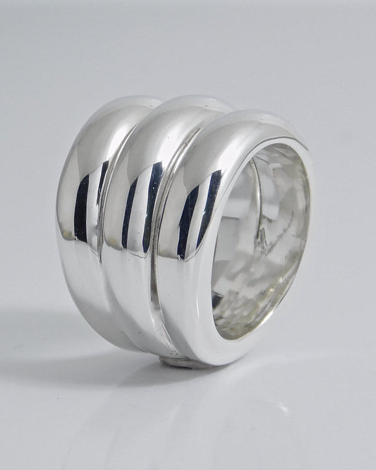 Triple Dome Band Ring: Chunky Silver Statement Ring