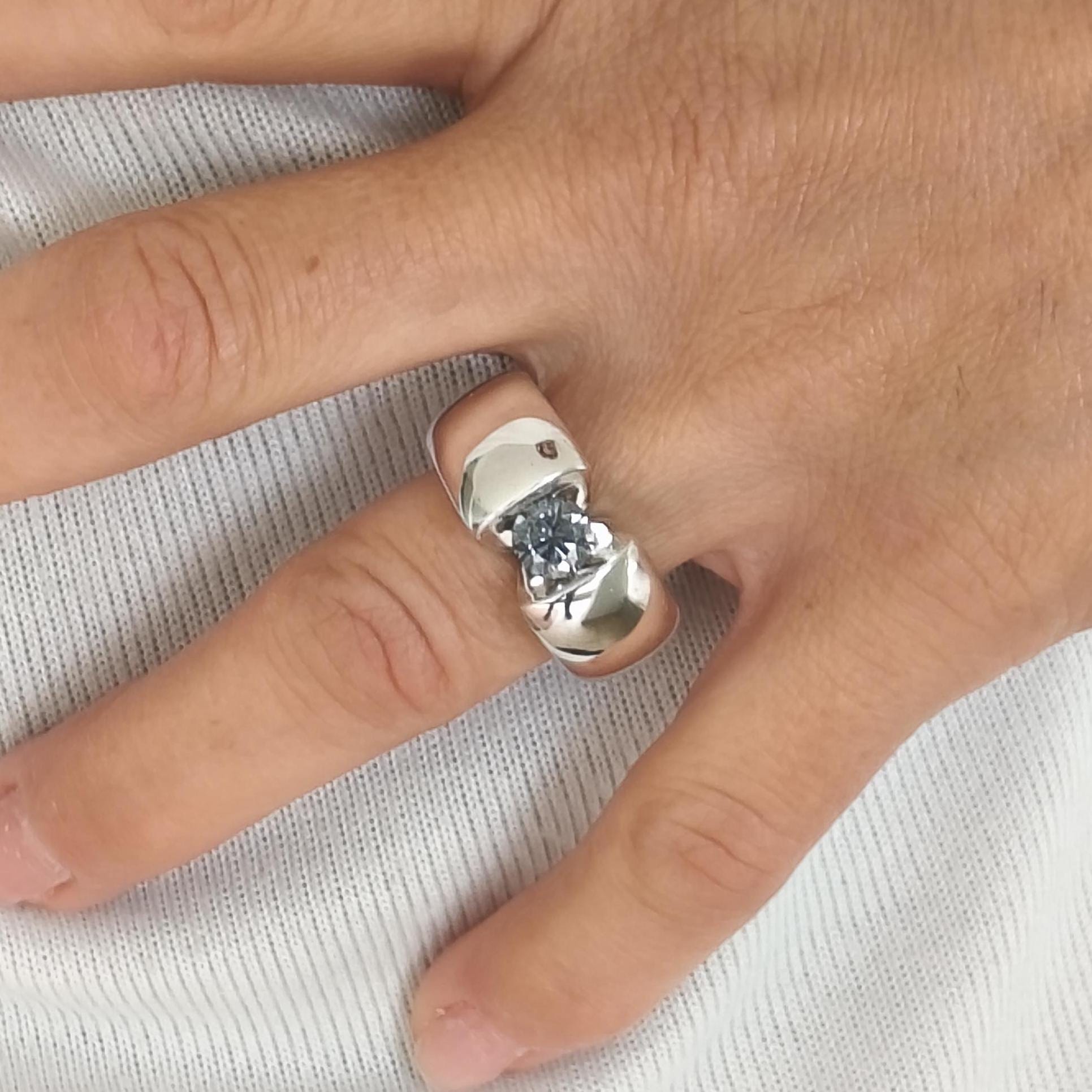 Gray Moissanite Statement Ring: Women's Tension Setting Engagement Jewelry