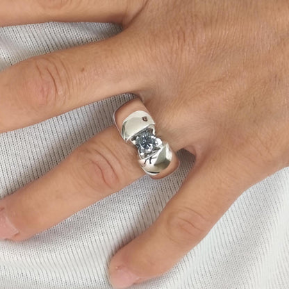Gray Moissanite Statement Ring: Women's Tension Setting Engagement Jewelry
