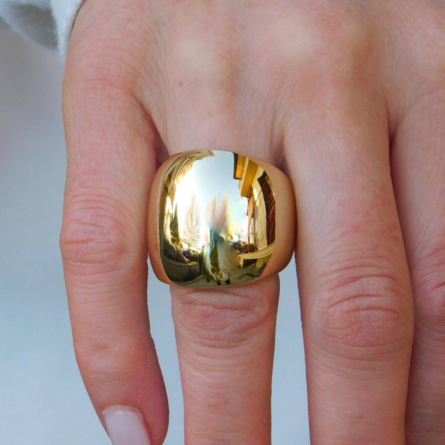 Chunky Dome Ring: 24mm Wide Minimalist Band