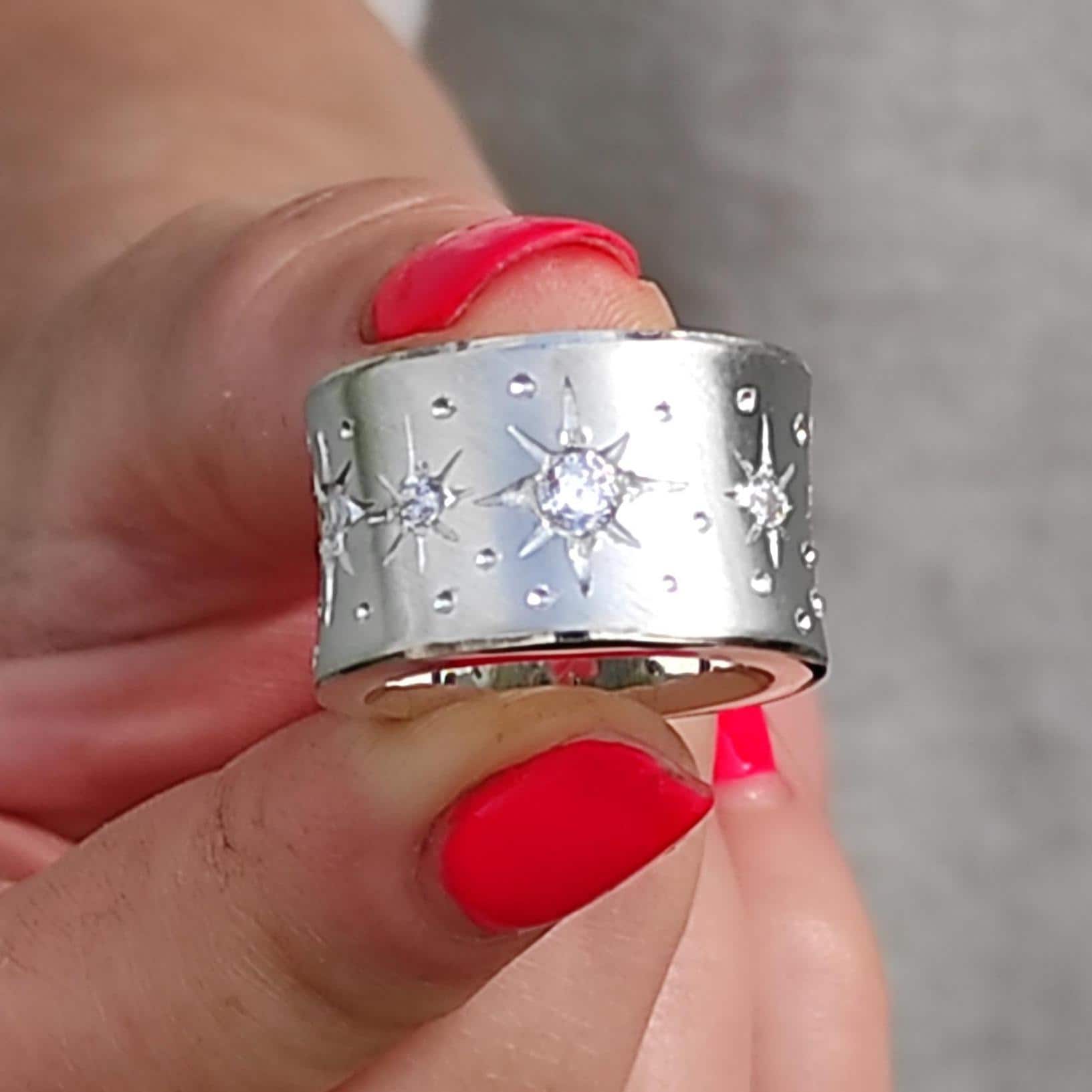 Stardust Band Ring: Chunky Silver AG950 Wedding Band