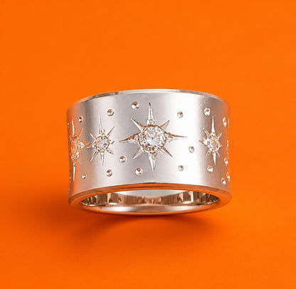 Stardust Band Ring: Chunky Silver AG950 Wedding Band