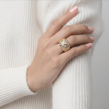 Multiple Gemstone Ring: Wide Dome Ring, Statement jewelry Elisa Kuno Design